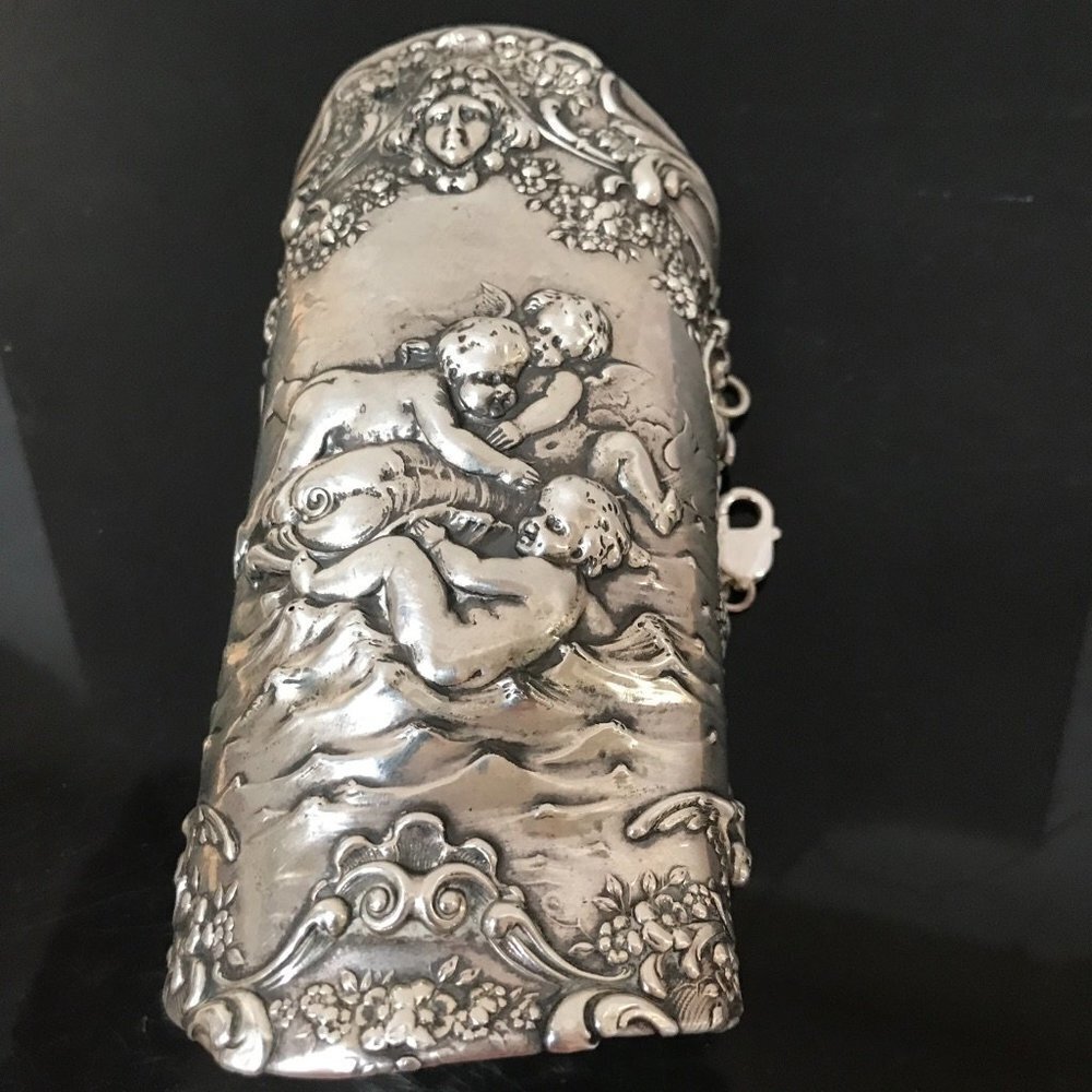 Cherub Gorham Sterling Silver 925 Bracer Wide Cuff Bracelet Gladiator Victorian - Picture 3 of 11
